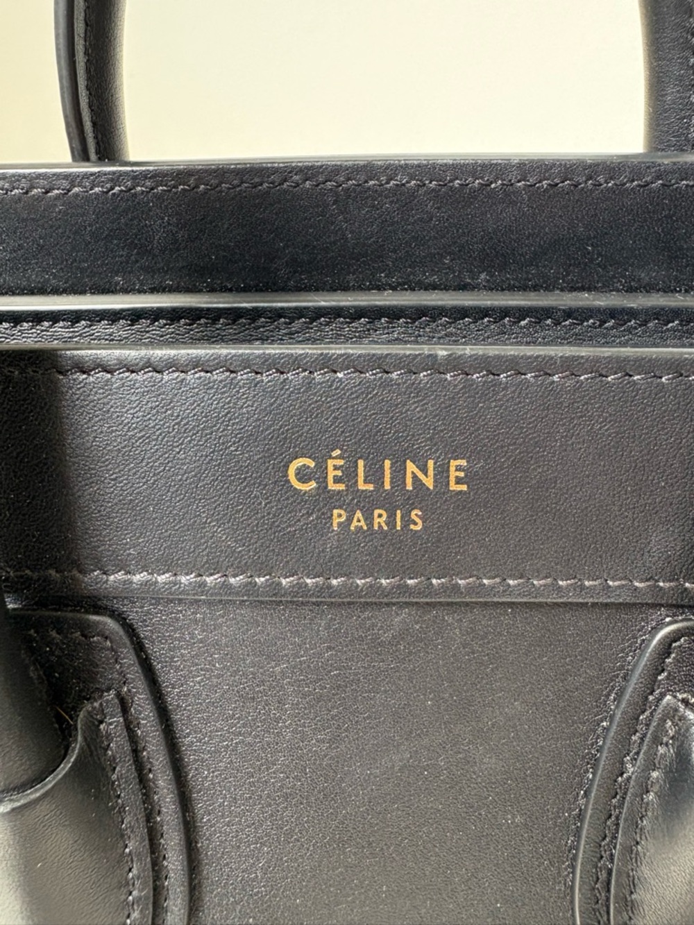 Celine Black Leather Luggage Nano Top Handle Bag Crossbody Gold Hardware Zip - Picture 3 of 14